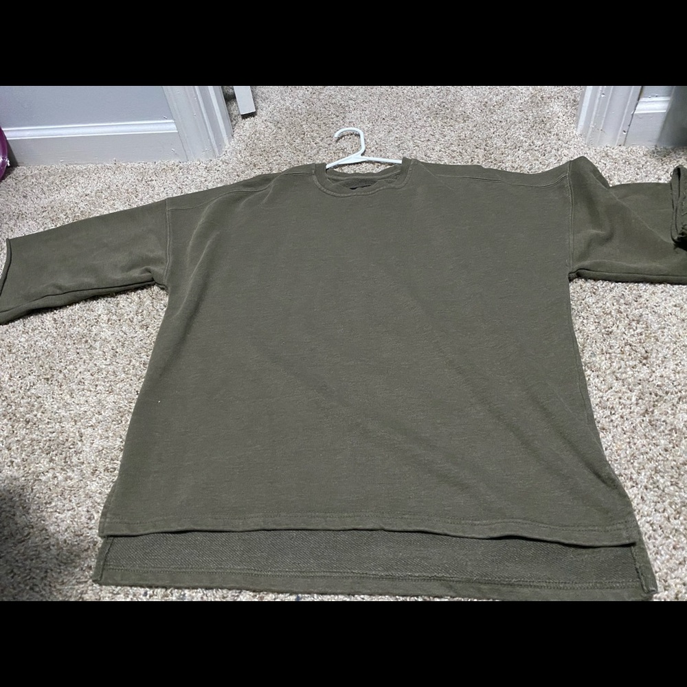Olive/Army green oversized shirt.